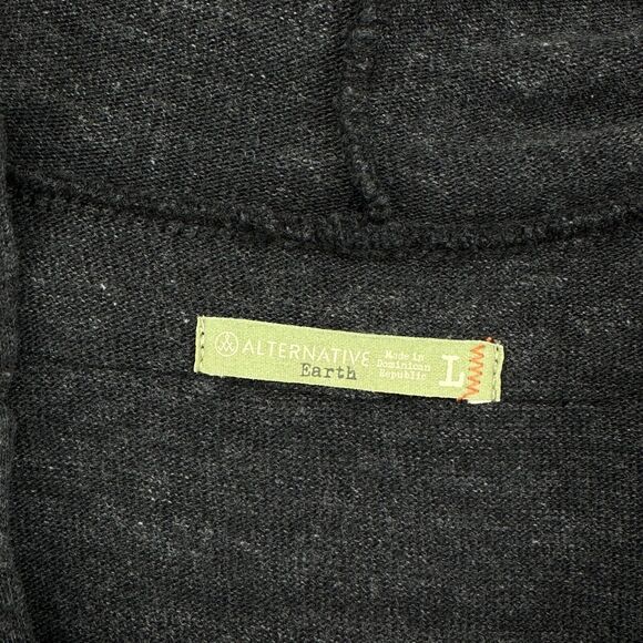 ALTERNATIVE Hoodie Womens L EARTH Sweatshirt Marled Elbow Sleeve Pullover Gray - Picture 8 of 12